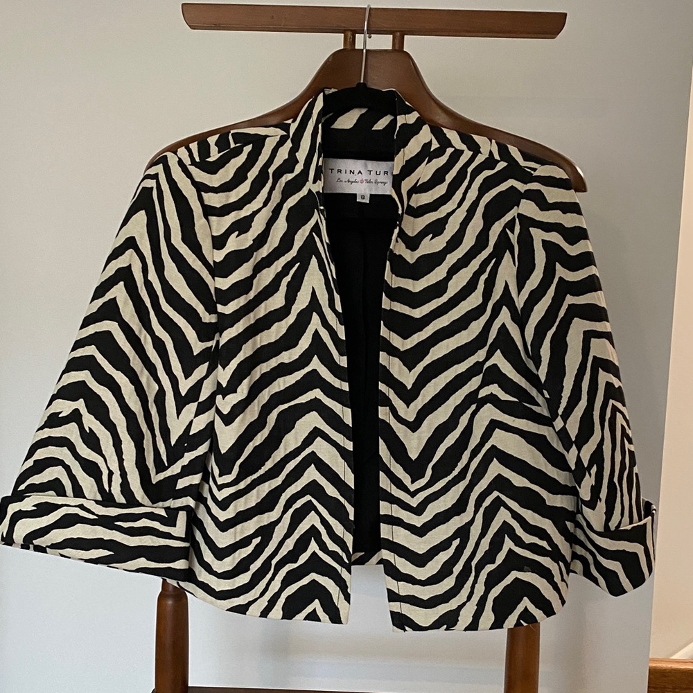 Trina Turk Black and Cream Zebra Cape